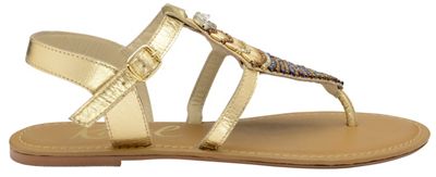 Gold 'Richman' ladies ankle strap sandals